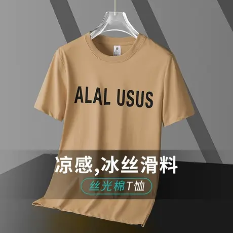 液氨丝光棉t恤男短袖夏季速干冰丝凉感圆领上衣服印花半袖打底衫商品大图
