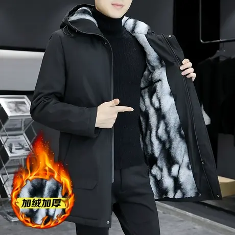 派克服男冬季加绒外套男士加厚棉衣潮流大衣风衣男装上衣保暖夹克商品大图