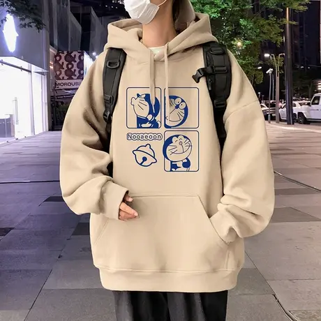 纯棉连帽卫衣男春秋季潮牌宽松外套港风国潮复古情侣帽衫套头上衣商品大图