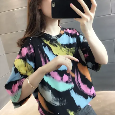 2023夏季新款韩版个性原宿风宽松短袖T恤女ins韩版通勤半袖上衣潮商品大图