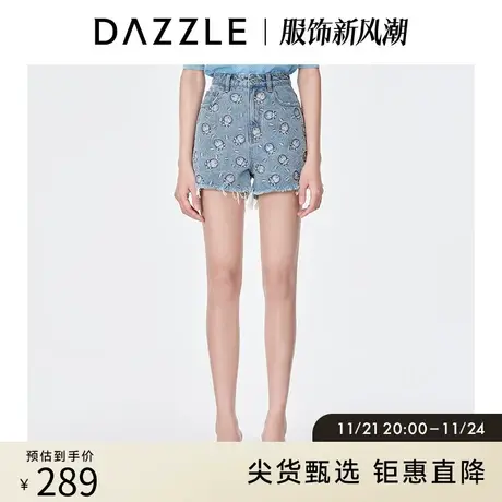 DAZZLE地素奥莱夏季哆啦A梦刺绣牛仔短裤2D2R1191S商品大图