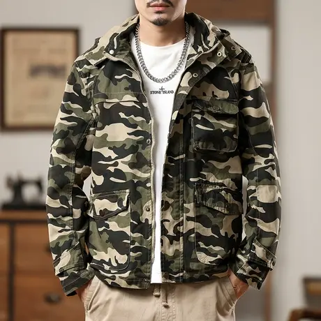 男士休闲秋冬男款外套宽松大码外套百搭潮流工装男夹克宽松上衣商品大图