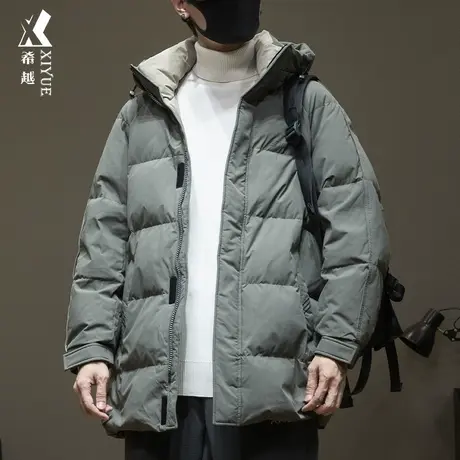 新国标85白鹅绒中长款羽绒服男冬季连帽宽松大码男士保暖加厚外套商品大图