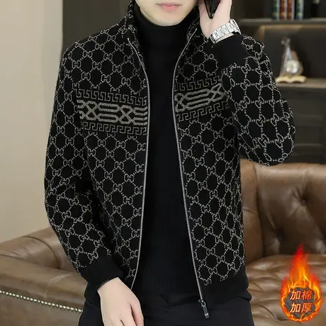 男士立领金貂绒加棉夹克上衣时尚休闲潮流保暖青年夹克衫外套开衫商品大图