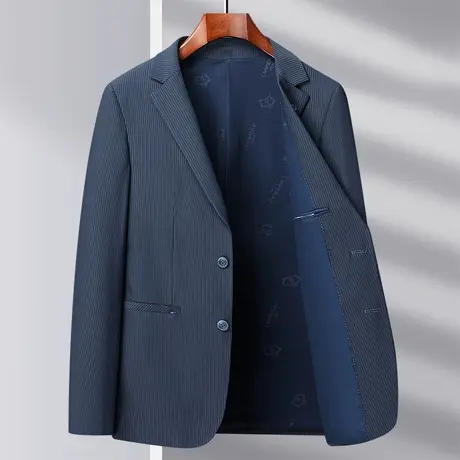 西装外套男士春秋季新款商务修身上衣休闲潮流百搭单件条纹小西服商品大图