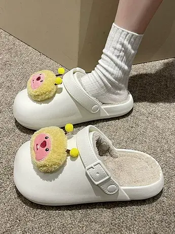 可爱loopy拖鞋女外穿2023秋冬新款防水防滑厚底保暖包头棉拖鞋子商品大图