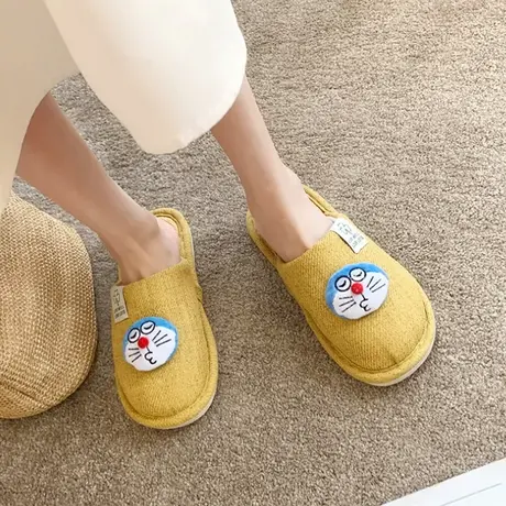 少女ins可爱叮当猫卡通家居拖鞋女秋冬包头舒适防滑学生棉拖鞋女商品大图