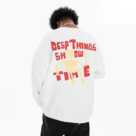 Nuthink美式街头暗黑风大码骷髅卫衣潮牌男国潮加肥加大上衣男款商品大图