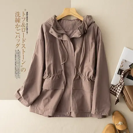 享永子【美式周末】抽绳设计感风衣外套时尚个性休闲百搭上衣女商品大图