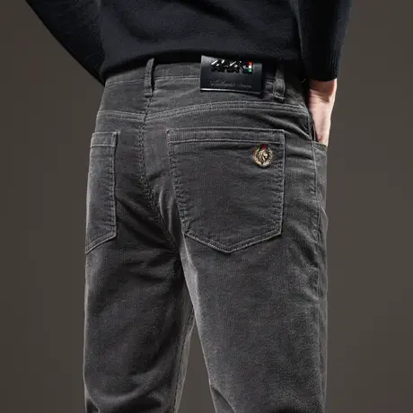 秋季灯芯绒男裤子商务休闲裤男士直筒宽松弹力秋冬款冬季条绒西裤商品大图