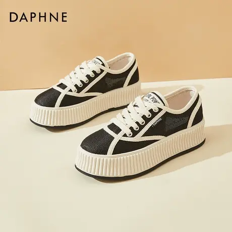 达芙妮松糕厚底饼干鞋女2022新款帆布鞋女夏款百搭小白鞋平底板鞋商品大图
