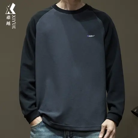 希越春秋季美式卫衣男春季内搭宽松大码男士米格上衣插肩长袖T恤商品大图