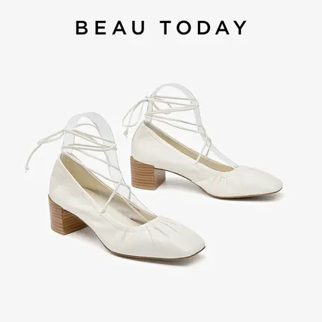 【清仓款】BeauToday玛丽珍小皮鞋女新款夏季复古英伦风浅口单鞋图片