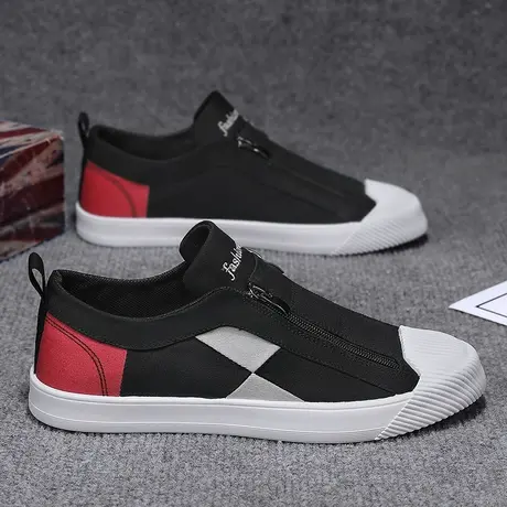 春季老北京布鞋男2024新款帆布工作鞋一脚蹬休闲板鞋软底防滑夏季图片