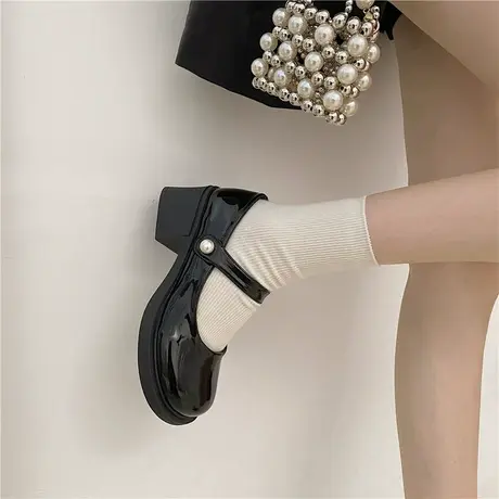 粗高跟百搭英伦风小皮鞋女2024新款春季法式复古玛丽珍百搭单鞋潮商品大图