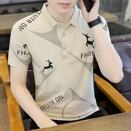 夏季冰丝薄款短袖t恤男士半袖体恤夏装上衣服有领纯棉潮牌polo衫商品大图
