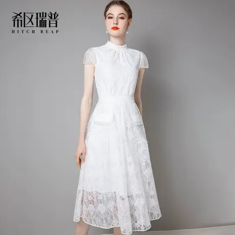 希区瑞普高端名媛白色连衣裙女装2023新款夏季法式气质高级感裙子图片
