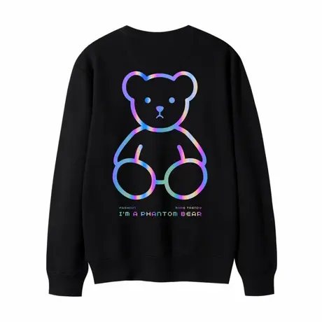 炫彩反光小熊图案圆领卫衣男女ins纯棉宽松大码上衣学生班服定制商品大图