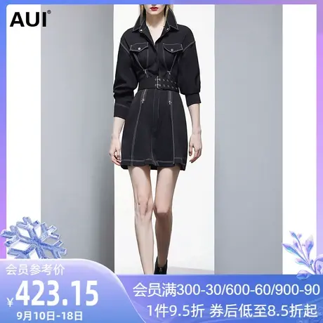 小个子显高收腰工装风连衣裙女春2023新款设计感黑色气质轻奢裙子图片