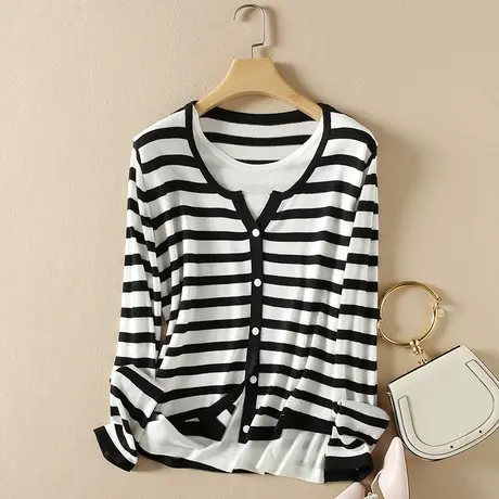 美丽诺羊毛针织假两件女秋装2023新款宽松软糯内搭打底衫外套毛衣图片