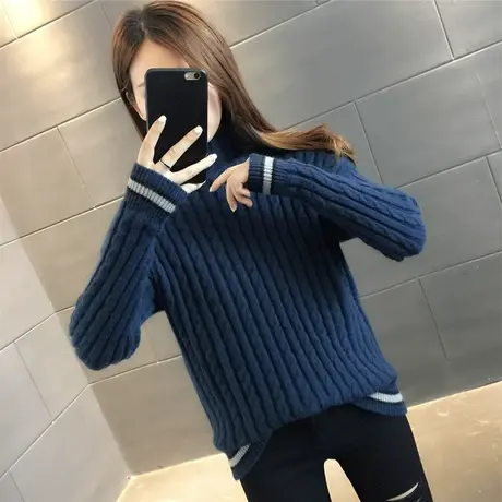 2023秋冬新款半高领毛衣女宽松外穿洋气内搭加厚针织打底衫女套头图片