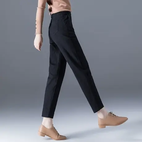 黑色小脚裤子女2023新款休闲裤显瘦九分妈妈哈伦裤大码胖mm萝卜裤商品大图