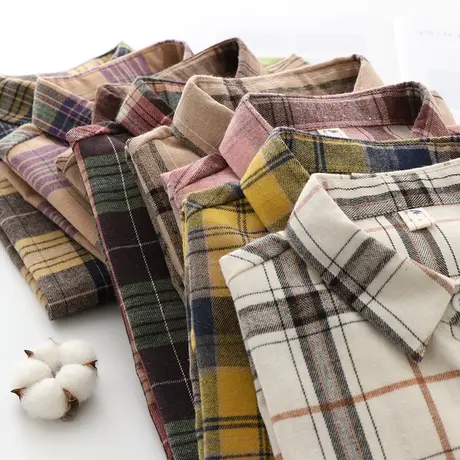 春秋新款格子衬衫女复古外套宽松长袖港味设计感小众休闲打底上衣商品大图