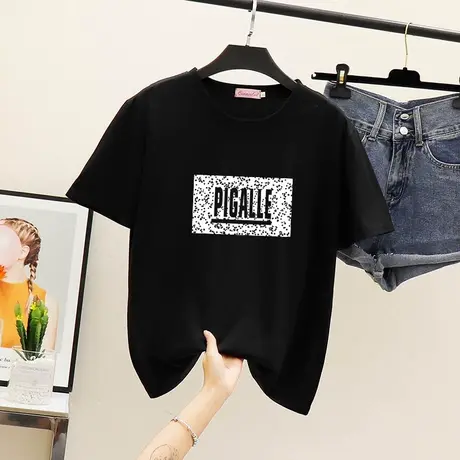 春装学生宽松字母印花短袖t恤女2023夏季新款洋气减龄ins超a上衣图片