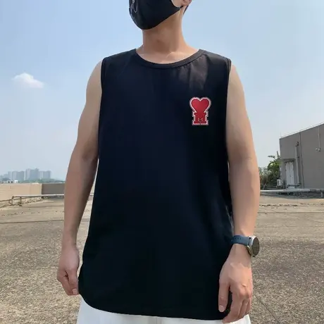 纯棉男生背心外穿坎肩篮球健身大码男装运动潮流胖子无袖t恤夏季商品大图