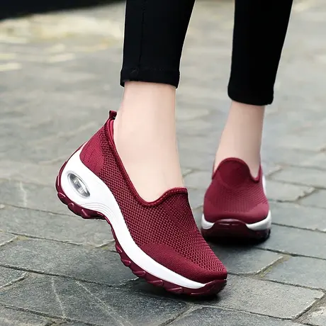 厚底网鞋女中老年透气老北京布鞋夏季一脚蹬懒人软底网面运动鞋女商品大图