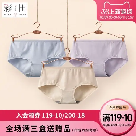 彩田内裤女夏季新款高腰棉质抗菌少女日系纯色亲肤柔软透气三角裤商品大图