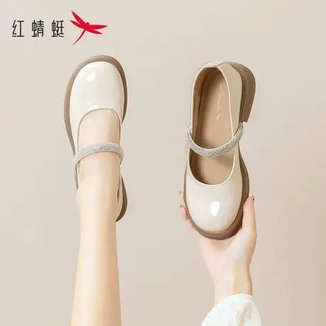 红蜻蜓法式玛丽珍女鞋2023春夏新款浅口单鞋女春平底鞋圆头小皮鞋商品大图