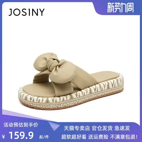 卓诗尼2023年春夏新款凉鞋女休闲百搭蝴蝶结好看凉拖鞋图片