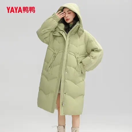 鸭鸭羽绒服女款2023年秋冬新品长款连帽时尚休闲保暖外套C图片