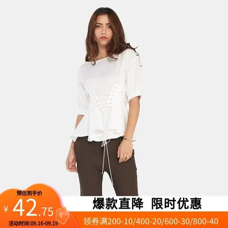 艾格夏天新品女装时尚百搭设计感小众洋气短袖衬衫z1544商品大图