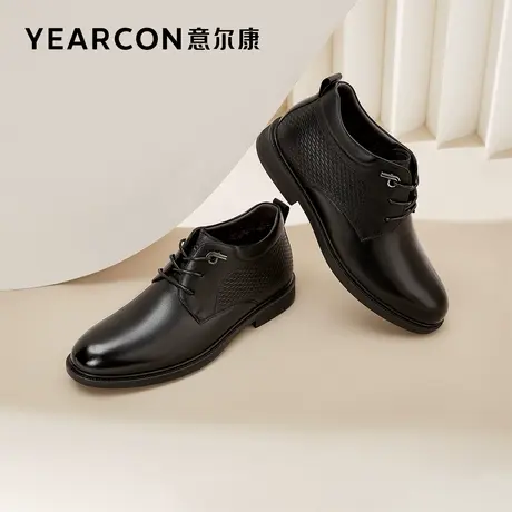 意尔康男士棉皮鞋男真皮商务正装鞋2023新款冬季男鞋加绒加厚棉鞋商品大图