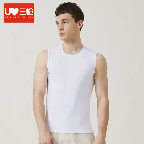 三枪背心男白色弹力棉宽肩运动男士汗衫打底坎肩吸汗青年无袖内衣商品大图