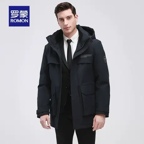 罗蒙2023新款男士羽绒服中长款商务休闲成熟稳重加厚保暖冬季外套图片