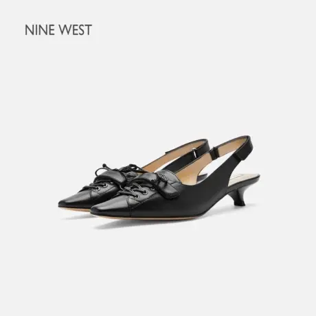 【商场同款】Nine West/玖熙包头凉鞋夏新款绑带蝴蝶结后空穆勒鞋图片