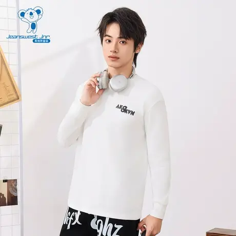 NH真维斯青少年初中高中上衣 春季新款重磅纯棉宽松长袖T恤衫图片