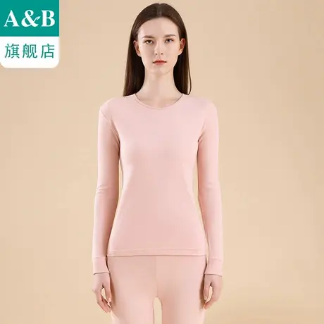 ab保暖内衣圆领纯棉刷绒打底棉毛衫裤秋衣秋裤女士低领套装R811商品大图