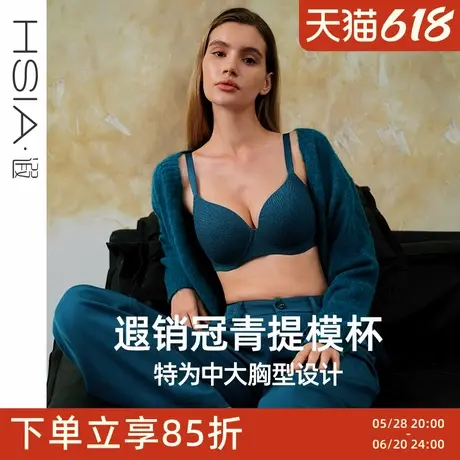 【斑纹蕾丝】遐小青提内衣女春夏防下垂光面无痕聚拢大胸显小文胸图片