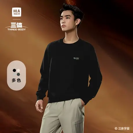 HLA/海澜之家三体联名系列卫衣25春夏新圆领撞色立体印花上衣男商品大图