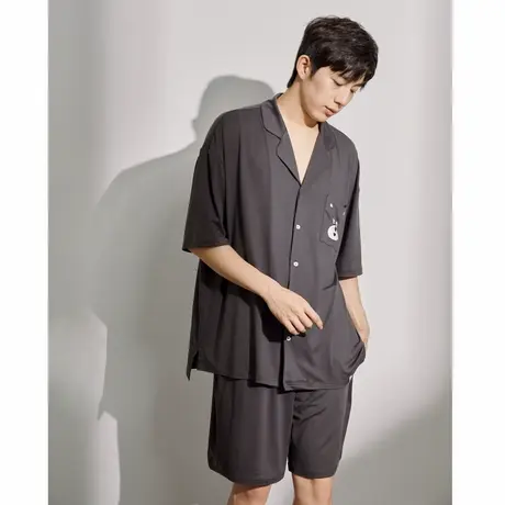 唐狮男士睡衣夏季薄款短袖2024新款大码男生可外穿家居服套装商品大图