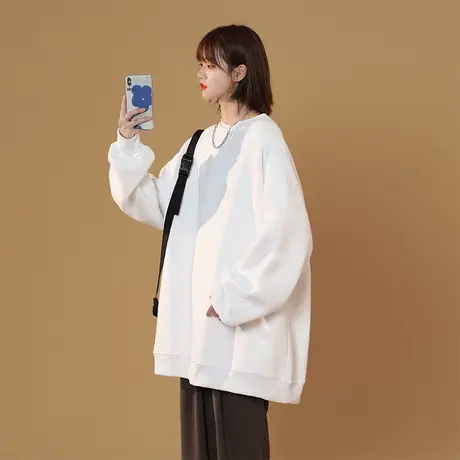 秋季oversize炸街盐系薄款圆领卫衣女ins潮酷宽松vintage情侣上衣商品大图