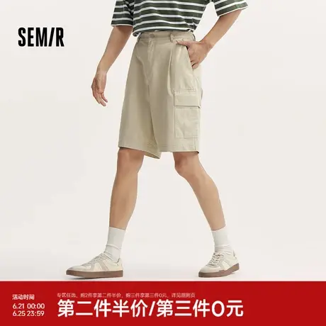 森马休闲中裤男大口袋工装裤宽松直筒裤夏季五分裤子棉质时尚百搭图片