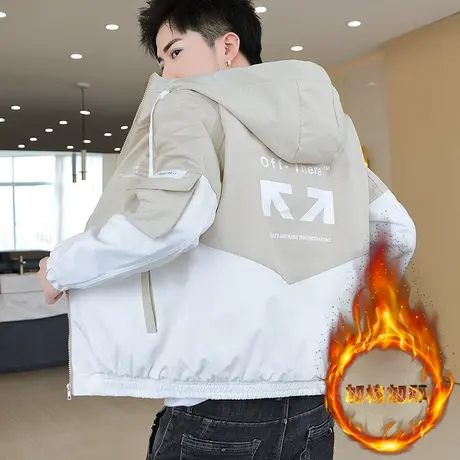 男夹克2023秋冬季新款连帽韩版潮流ins宽松帅气工装加绒加厚外套商品大图