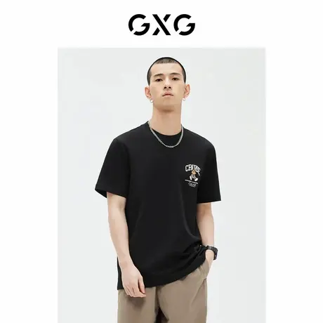 【X】GXG男装零压T黑色短袖T恤23年夏季品GE1440859C图片