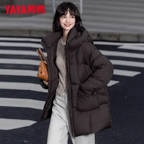 鸭鸭羽绒服女中长款冬季新款加厚时尚百搭休闲连帽潮流宽松外套YZ商品大图
