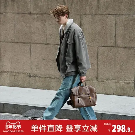 唐狮2026秋冬季加厚外套男仿羊羔毛领灯芯绒保暖休闲男士短款外套商品大图